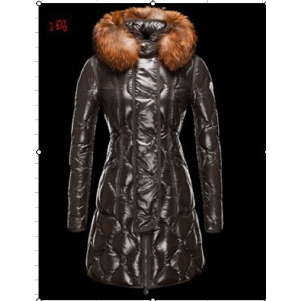 Moncler Donna lungo Giù cappotto Dark marrone uscita M1109